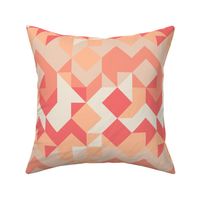 Peach Fuzz Half Square Quilt Geometric Patchwork Shapes Peach Neutral Orange
