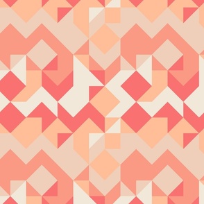 Peach Fuzz Half Square Quilt Geometric Patchwork Shapes Peach Neutral Orange