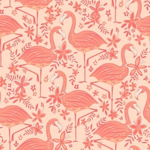 Peachy Pink Flamingos - Large