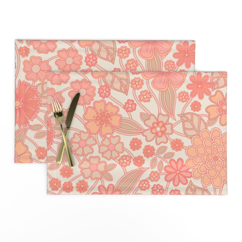 wildflower meadow in vintage retro peach fuzz coral 24 jumbo wallpaper scale by Pippa Shaw 