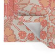 wildflower meadow in vintage retro peach fuzz coral 24 jumbo wallpaper scale by Pippa Shaw 