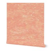 Shibori Stars - Desert Sunset (xxl scale) | Sky fabric, block printed stars on shibori linen pattern, block print stars on raspberry and peach, coral decor, constellations, star wallpaper.