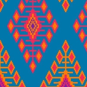 Kilim: Red, Purple, and Orange on Blue