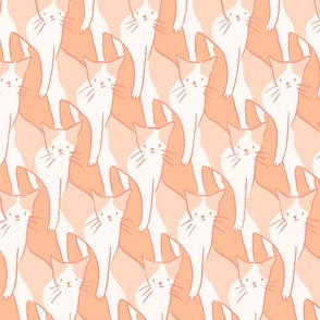 [Large] Hand drawn cats - Peach fuzz: cute, contemporary animal print