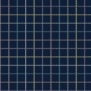 Tattersall Navy Blue small squares twill texture