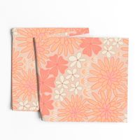 Peach Fuzz (L) Groovy Happy Flower Power 60s 70s Retro Pattern 