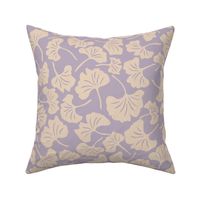 Ginkgo Leaves in Cream and Purple | Small Version | Chinoiserie Style Pattern at an Asian Teahouse Garden