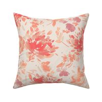 Red Artistic peony floral watercolor - Orange floral - Peach fuzz Ivory Medium - CelebratePeachFuzzPantoneCOY2024