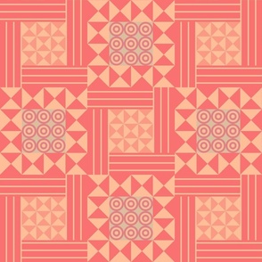 RAVENNA Mediterranean Geometric Tile Mosaic Orange Red - Peach Fuzz - 2024 Pantone Color Of The Year - LARGE Scale - UnBlink Studio by Jackie Tahara