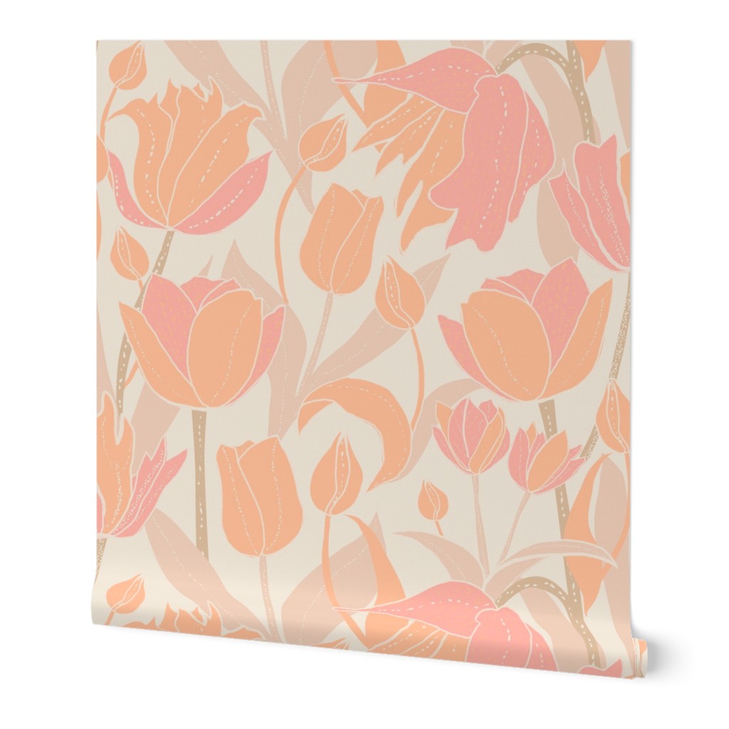 Tulips  - Pantone - Peach fuzz, Pristine, Peach Pearl, Peach Purée, Honey Peach