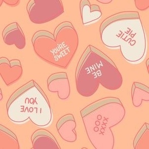 Candy Hearts in Peach Fuzz Color Palette