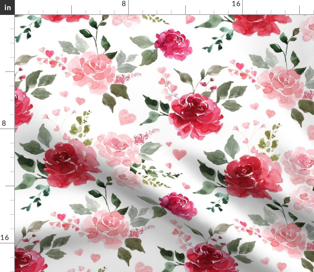 Large / Euphoria Valentine Florals Red and Blush