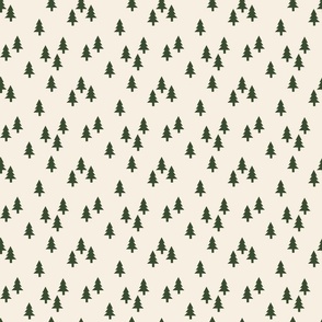 Minimalist Christmas Forest, Green on Cream