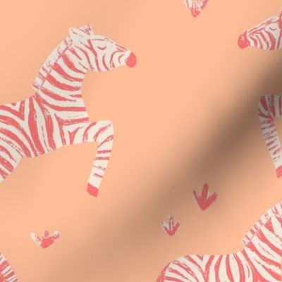 Joyful Zebras - Pantone 2024 peach fuzz and pink - large