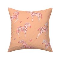 Joyful Zebras - Pantone 2024 peach fuzz and pink - large