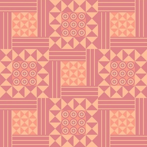 RAVENNA Mediterranean Geometric Tile Mosaic Orange Purple - Peach Fuzz - 2024 Pantone Color Of The Year - LARGE Scale - UnBlink Studio by Jackie Tahara