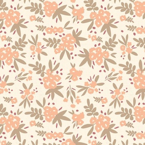 Painted peach fuzz florals in the pantone color palette of 2024