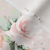 Small - Pink Watercolor Hand Painted Nostalgic And Romantic Rose Flower Bouquets 
