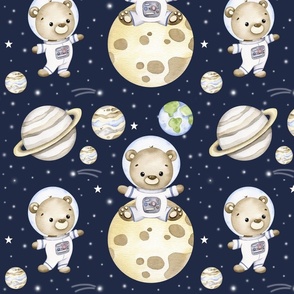 Teddy Bear Astronaut Space Stars Baby Nursery Large Size