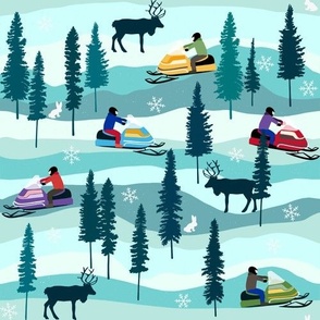 Winter Snowmobile Forest 