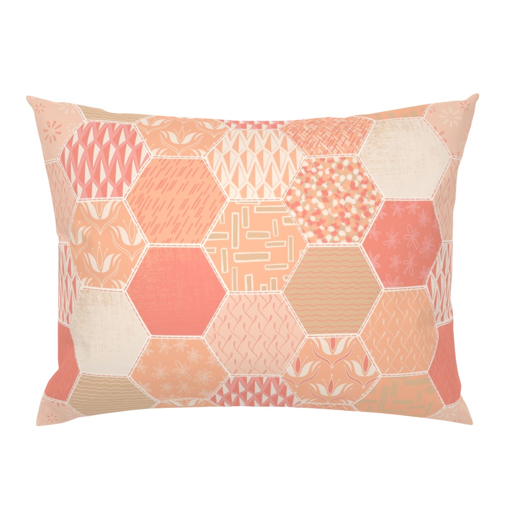 Faux Hex Quilt in Peach Fuzz by beve studio