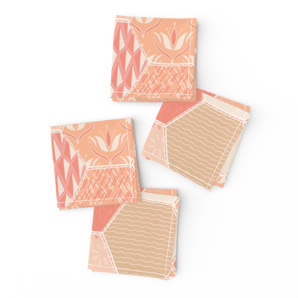 Faux Hex Quilt in Peach Fuzz by beve studio
