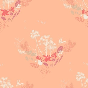 Peach Fuzz Harmonious forest, floral, meadow, nature, biome, woodland, pantone color of the year, trend, tendence, home decor, pinic, bedding, wedding, woman, female