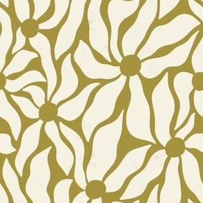 Funky Floral_Textured Cream on Gold - 12x12 Block