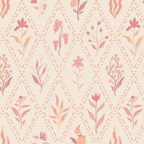 Peach Fuzz Floral Trellis