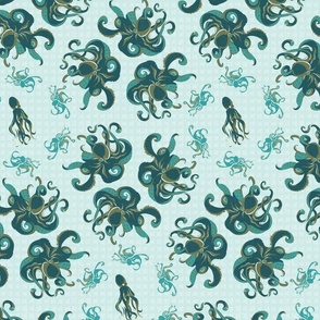 Octopus Dance - Ocean Octopus - Turquoise, Teal