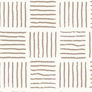 Modern Beige lines on light tan checkered pattern