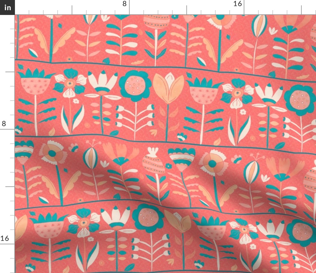 Peach Scandi Floral Pattern