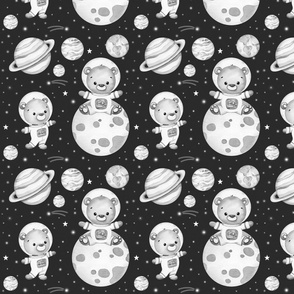 Teddy Bear Astronaut in Space Baby Nursery Gray Small Size