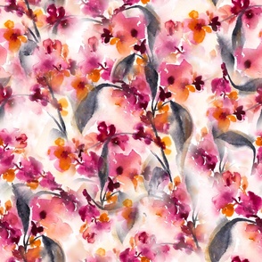 Winter Bliss - Washy Watercolor Floral Abstract