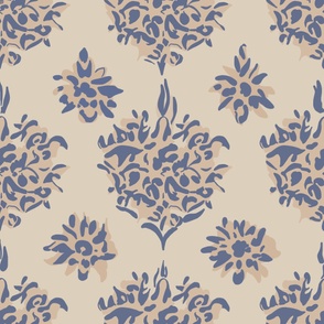Tranquil Blue Floral Damask Pattern