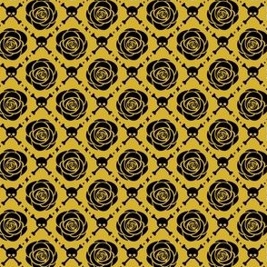 Deadly Black Rose on Mustard Yellow