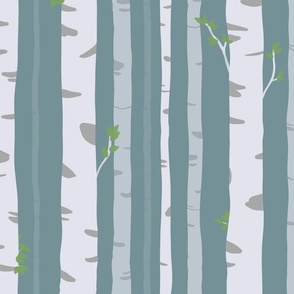 Blooming Birch Forest -Teal