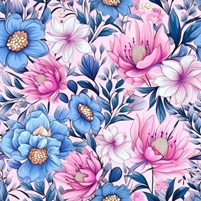 Pink and Blue floral pattern