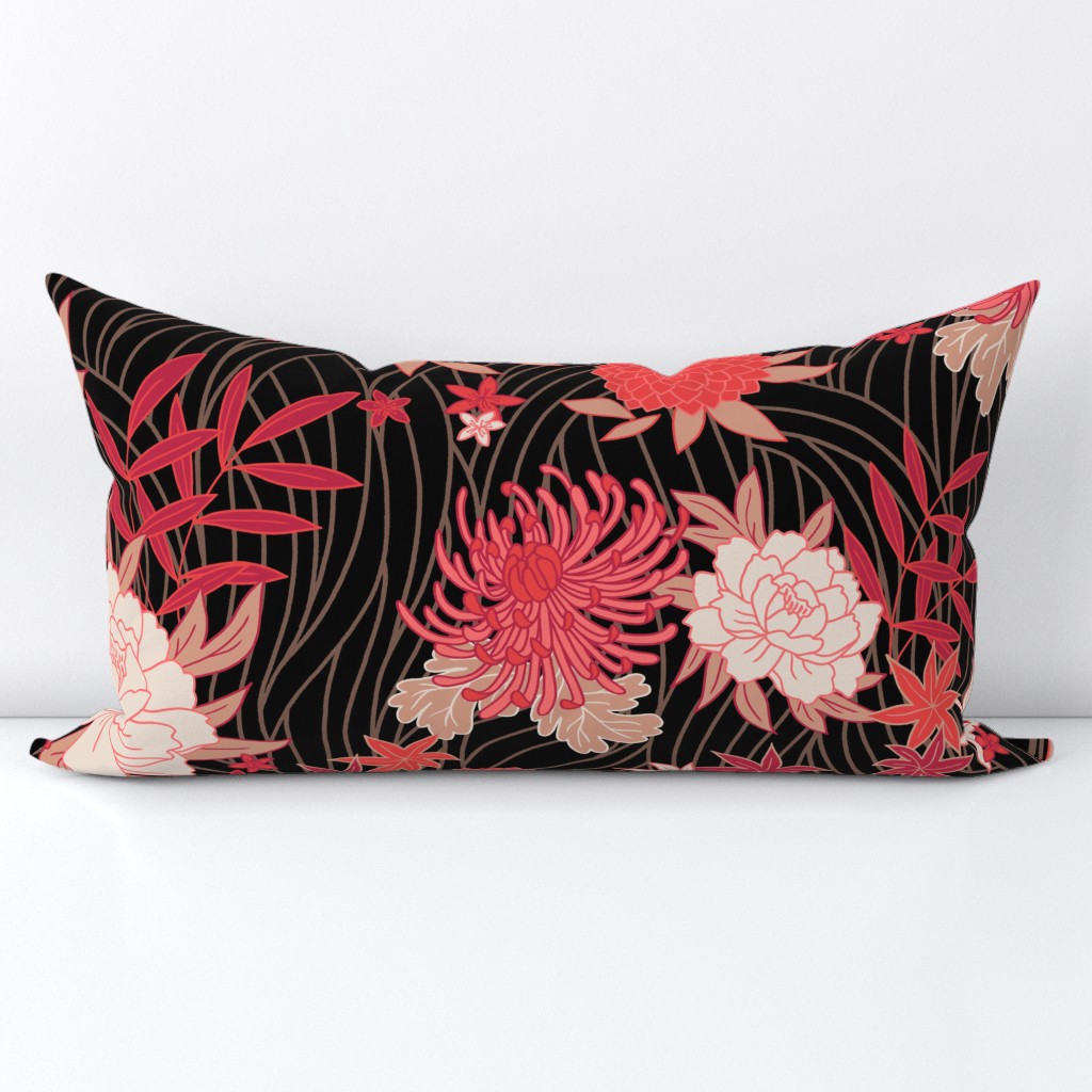 asian blooms - black & red