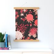 asian blooms - black & red