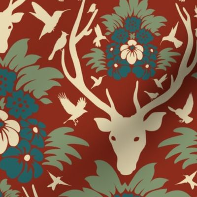 Stag head damask