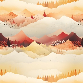 Fall Watercolor Mountain Landscape - large