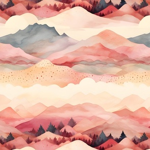 Fall Watercolor Mountain Landscape - large