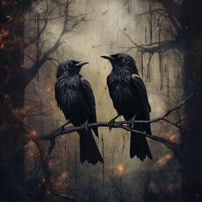 56x76 crows in the forest blanket 