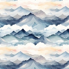 Watercolor Mountain Landscape - small