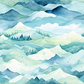 Watercolor Mountain Landscape - small