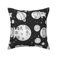 Teddy Bear Astronaut in Space Baby Nursery Gray Rotated