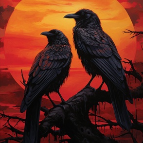 56x76 blanket crows at sunset