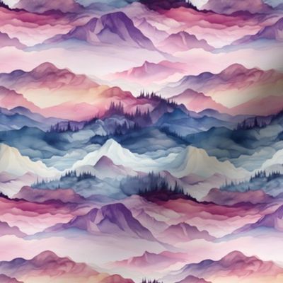 Watercolor Mountain Landscape - small