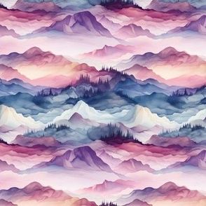 Watercolor Mountain Landscape - small